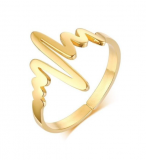 Ocelový prsten Tlukot srdce Gold