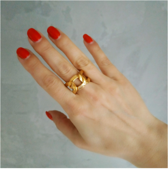 Ocelový prsten Sany Gold