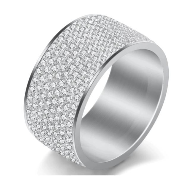Ocelový prsten Ria Crystal Silver