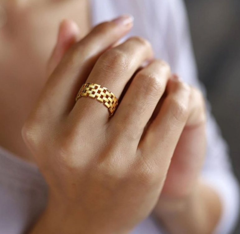 Ocelový prsten Dakota Gold
