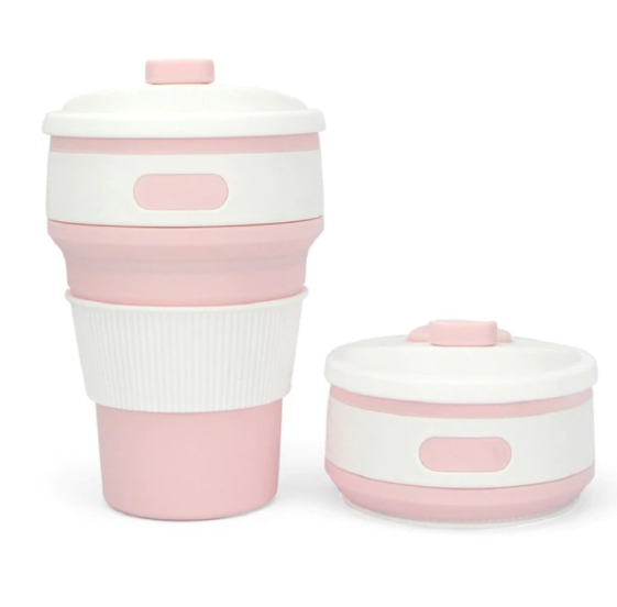 Silikonový pohár skládací Coffee Pink