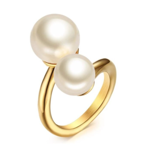 Ocelový prsten s perlami Milada Gold